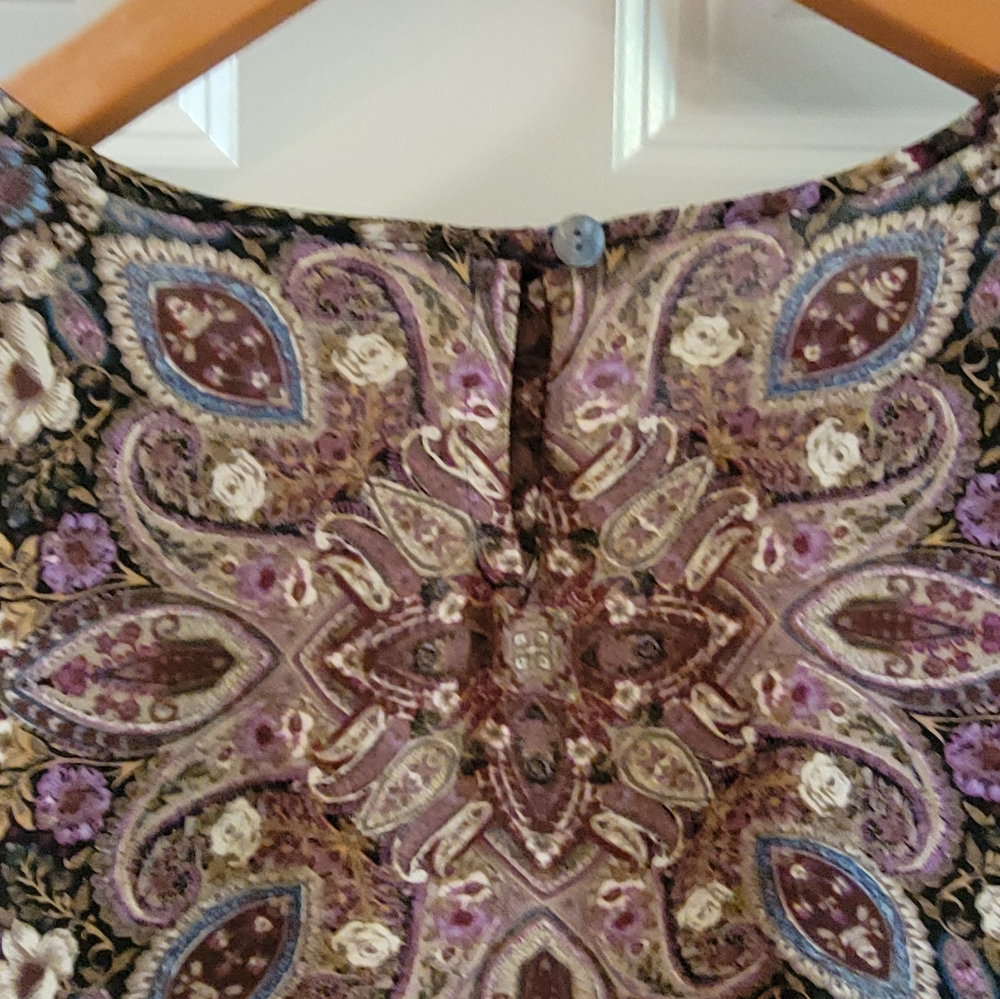 J Jill Paisley Floral Blouse Ruffle Sleeve Large - Picture 6 of 10